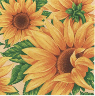 20 Servietten - 33 x 33 cm SUNFLOWERS beige, Sommer,  Blumen -  Sonstige,  Blumen - Sonnenblumen,  Blumen,  Herbst,  lunchservietten