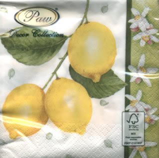 20 Servietten - 25 x 25 cm CITRUS LIMON,  Früchte - Südfrüchte,  Sommer,  cocktail servietten,  Zitronen