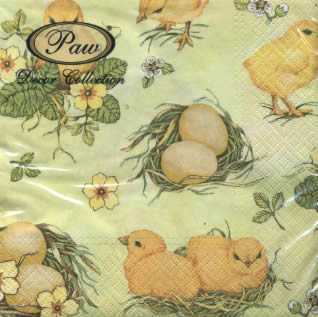 20 Servietten - 33 x 33 cm CHICKEN FIELD green,  Ostern - Ostereier,  Ostern - Kücken,  Ostern,  lunchservietten