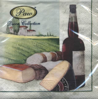 20 Servietten - 33 x 33 cm PROVINCE,  Regionen - Mediteran,  Essen - Käse,  Getränke - Wein / Sekt,  Everyday,  lunchservietten