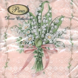 20 Servietten - 33 x 33 cm CONVALLIUM peach,  Blumen,  Frühjahr,  lunchservietten,  Maiglöckchen
