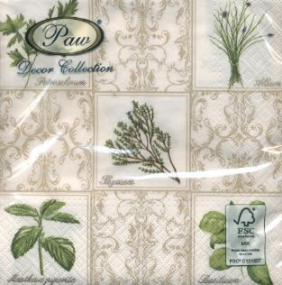 20 Servietten - 33 x 33 cm FRESH HERBS,  Pflanzen - Küchenkräuter,  Sommer,  lunchservietten