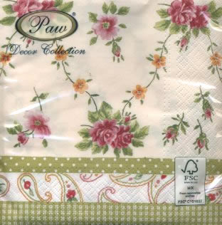 20 Servietten - 33 x 33 cm ROSES FOLK,  Blumen - Rosen,  Sommer,  lunchservietten