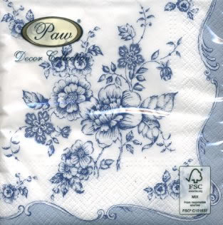 20 Servietten - 33 x 33 cm BLUE FLOWERS,  Blumen,  Sommer,  lunchservietten