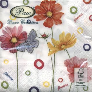 20 Servietten - 33 x 33 cm FLOWER FEELINGS,  Tiere - Schmetterlinge,  Blumen -  Sonstige,  Sommer,  lunchservietten