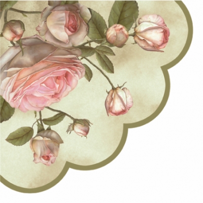 12 Servietten - Rund - 32 cm BEAUTY ROSES  - 3-lagig, servietten