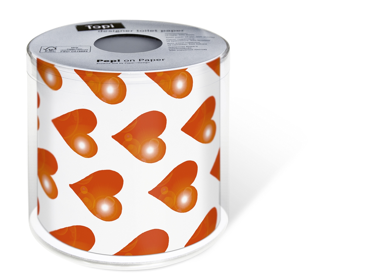 1 Rolle bedrucktes Toilettenpapier - 3-lagig - 200 Blatt  Hearts,  Everyday,  bedrucktes Toilettenpapier,  Herzen