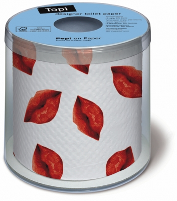 1 roles printed toilet paper - 3-ply - 200 sheets Kisses,  Everyday,  printed toilet paper,  Lips,  kisses