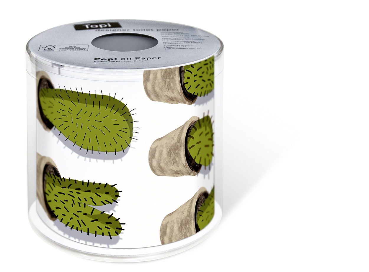 1 Rolle bedrucktes Toilettenpapier - 3-lagig - 200 Blatt Cactuses,  Everyday,  bedrucktes Toilettenpapier,  Kaktus
