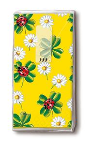 10 bedruckte Taschentücher Lucky charm,  Blumen,  Tiere,  Frühjahr,  bedruckte papiertaschentücher,  Marienkäfer,  Kleeblatt
