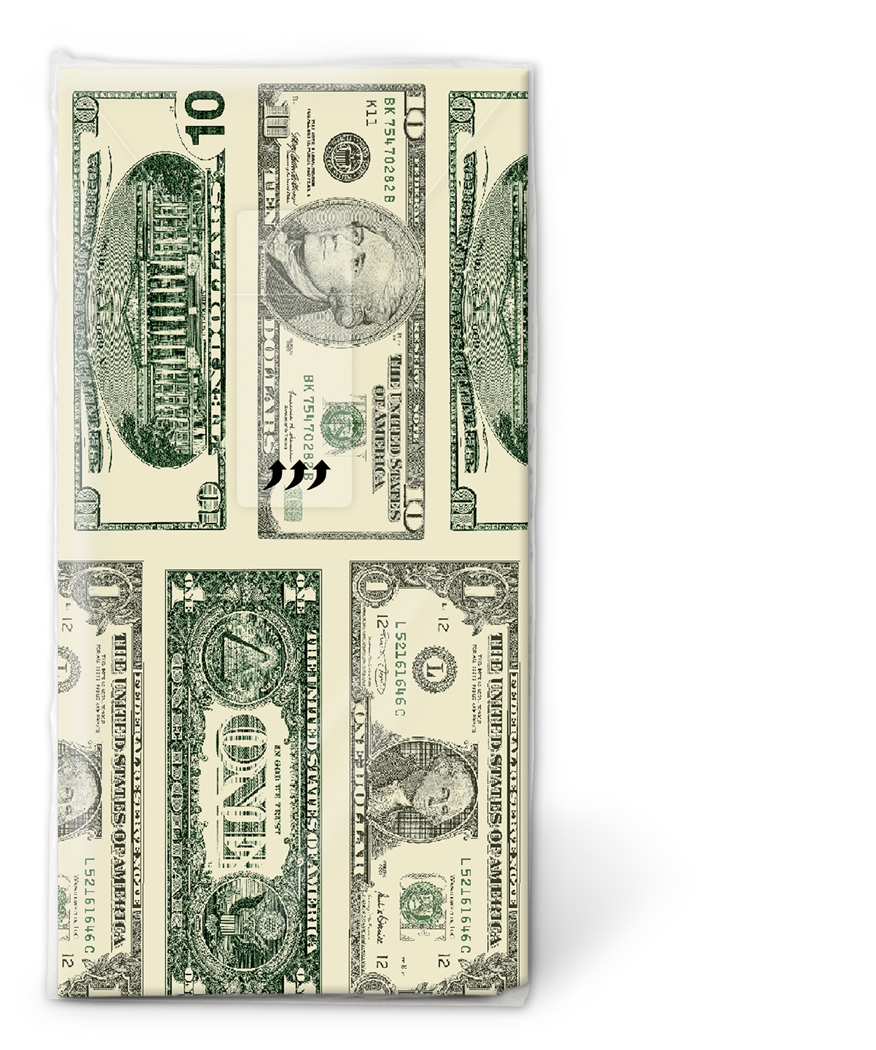 10 bedruckte Taschentücher Dollar,  Sonstiges,  Everyday,  bedruckte papiertaschentücher,  Dollar