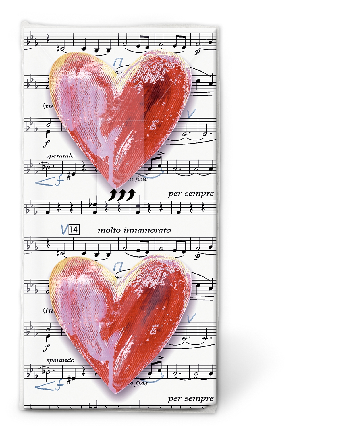 10 bedruckte Taschentücher Lovesong,  Ereignisse,  Sonstiges,  Everyday,  bedruckte papiertaschentücher,  Liebe,  Herzen,  Noten