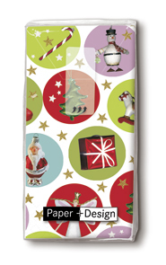 10 bedruckte Taschentücher Xmas circles,  Weihnachten,  bedruckte papiertaschentücher