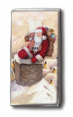 10 bedruckte Taschentücher Down the chimney,  Winter,  Weihnachten,  bedruckte papiertaschentücher