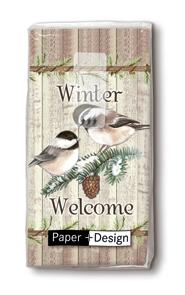 10 bedruckte Taschentücher Welcome winter,  Tiere,  Everyday,  Winter,  bedruckte papiertaschentücher,  Vögel,  Schriften