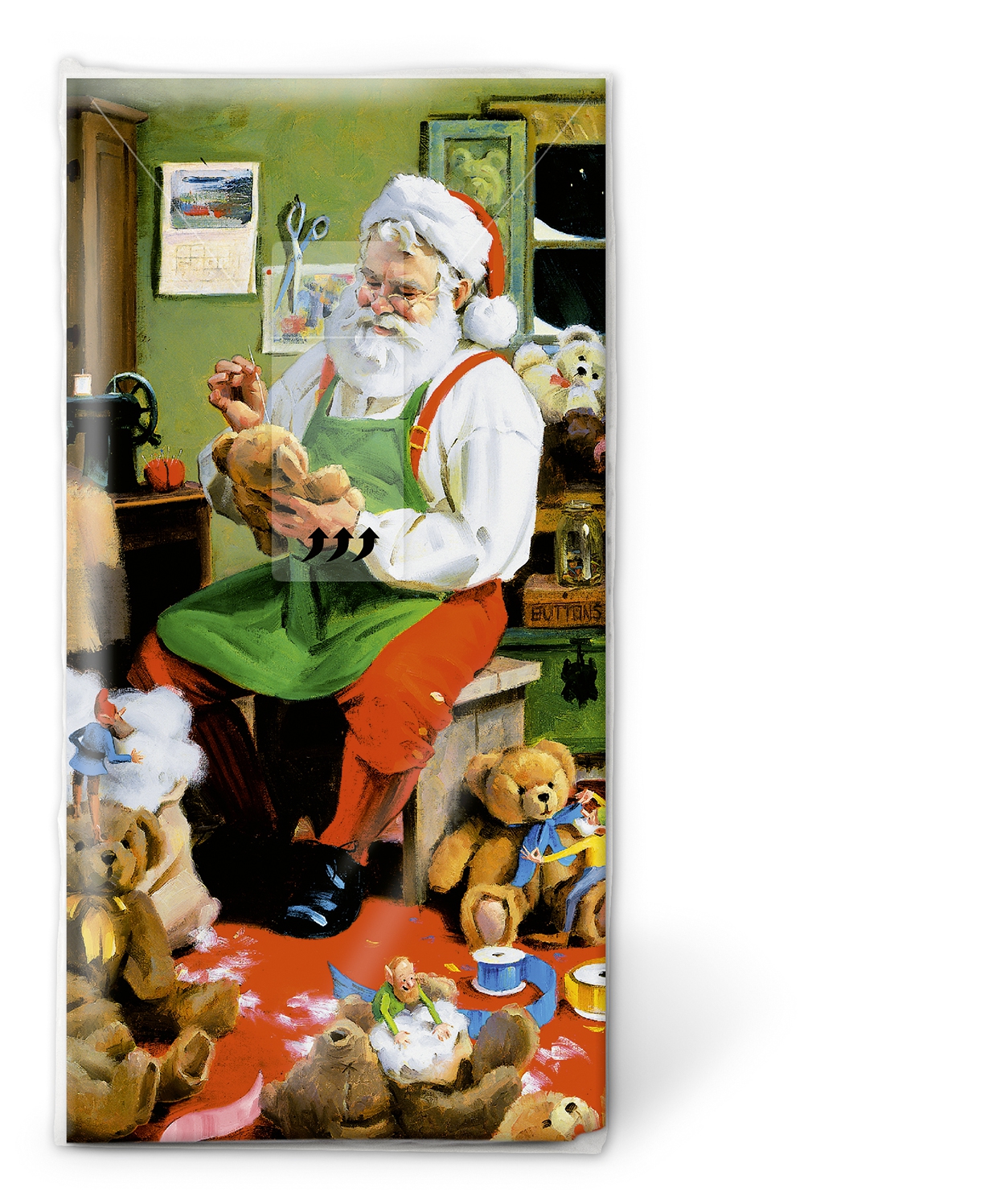 10 bedruckte Taschentücher Santa is busy,  Winter,  Weihnachten,  bedruckte papiertaschentücher