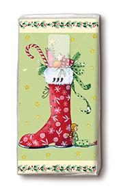 10 bedruckte Taschentücher What a surprise,  Weihnachten,  bedruckte papiertaschentücher,  Nikolausstiefel