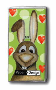 10 bedruckte Taschentücher Bunny in love,  Tiere,  Frühjahr,  bedruckte papiertaschentücher