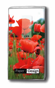 10 bedruckte Taschentücher Field of poppies,  Blumen,  Sommer,  bedruckte papiertaschentücher,  Mohn