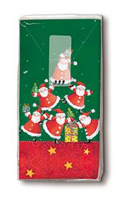 10 bedruckte Taschentücher Pyramid of santas,  Weihnachten,  bedruckte papiertaschentücher