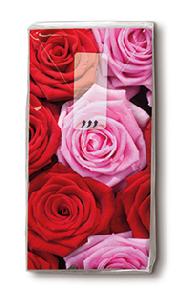 10 bedruckte Taschentücher TT Pink & red roses,  Blumen,  Sommer,  bedruckte papiertaschentücher,  Rosen