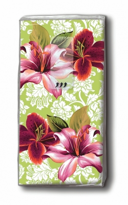 10 bedruckte Taschentücher TT Lilies with ornaments,  Blumen,  Sommer,  Sommer,  bedruckte papiertaschentücher