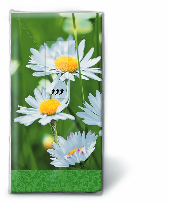 10 bedruckte Taschentücher TT Daisies on green,  Blumen,  Sommer,  Sommer,  bedruckte papiertaschentücher