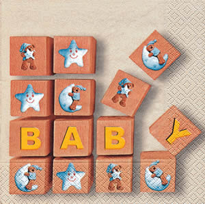 20 Servietten - 25 x 25 cm Baby puzzle,  Spielsachen - Stofftiere,  Sonstiges - Schriften,  Ereignisse - Geburt,  Everyday,  cocktail servietten