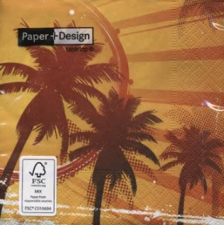 20 Servietten - 25 x 25 cm Hot tropical,  Regionen - Südsee,  Regionen -  Sonstige,  Pflanzen,  Sommer,  cocktail servietten,  Palmen