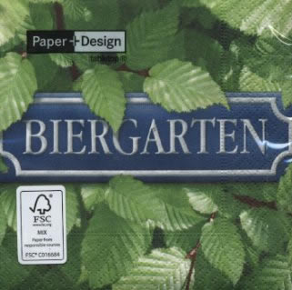 20 Servietten - 25 x 25 cm Biergarten,  Pflanzen,  Sommer,  cocktail servietten,  Buche
