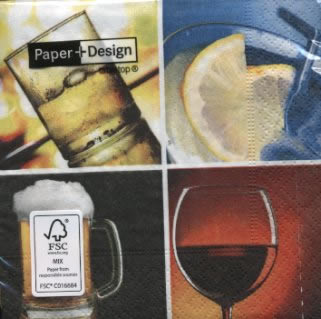 20 Servietten - 25 x 25 cm Selection of drinks,  Getränke - Wein / Sekt,  Everyday,  cocktail servietten,  Zitrone