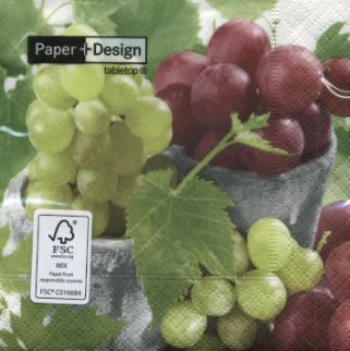 20 Servietten - 25 x 25 cm Fruity grapes,  Früchte - Weintrauben,  Sommer,  cocktail servietten