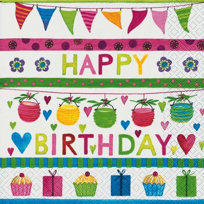 20 Servietten - 33 x 33 cm Special day,  Sonstiges - Schriften,  Essen - Kuchen / Keks,  Ereignisse - Geburtstag,  Everyday,  lunchservietten