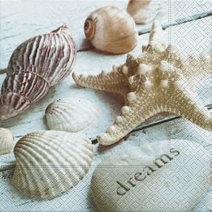 20 Servietten - 33 x 33 cm White dreams,  Regionen - Strand / Meer -  Sonstige,  Regionen - Strand / Meer - Muscheln,  Everyday,  lunchservietten,  Seestern