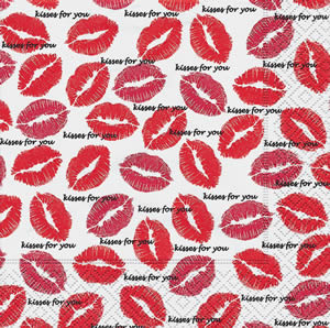 20 Servietten - 33 x 33 cm Kisses all over,  Ereignisse - Liebe,  Everyday,  lunchservietten,  Mund