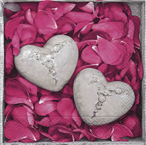 20 Servietten - 33 x 33 cm Bed of petals,  Sonstiges - Steine,  Ereignisse - Liebe,  Blumen - Rosen,  Everyday,  lunchservietten