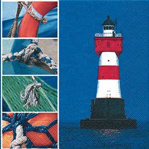 20 Servietten - 33 x 33 cm Over the sea,  Regionen - Strand / Meer - Leuchttürme,  Sommer,  lunchservietten