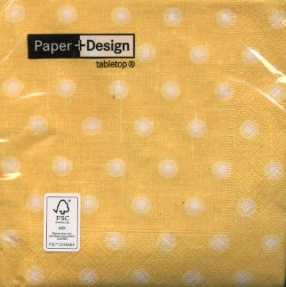 20 Servietten - 33 x 33 cm Double dots yellow,  Sonstiges - Muster,  Everyday,  lunchservietten,  Kreise,  Punkte