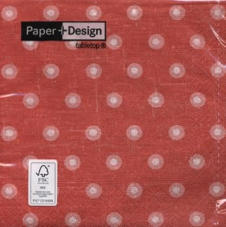 20 Servietten - 33 x 33 cm Double dots red,  Sonstiges - Muster,  Everyday,  lunchservietten,  Kreise,  Punkte