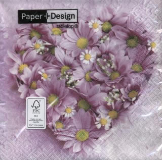 20 Servietten - 33 x 33 cm Pink daisies,  Ereignisse - Liebe,  Blumen,  Sommer,  lunchservietten,  Herzen