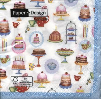 20 Servietten - 33 x 33 cm Colourful cakes,  Essen - Kuchen / Keks,  Everyday,  lunchservietten