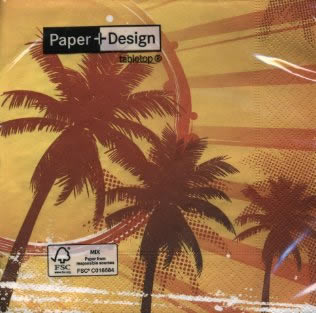20 Servietten - 33 x 33 cm Hot tropical,  Regionen - Südsee,  Sommer,  lunchservietten,  Palmen