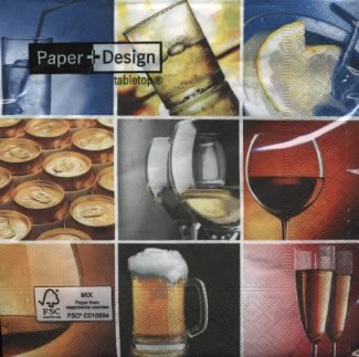 20 Servietten - 33 x 33 cm selection of drinks,  Getränke - Coctails,  Getränke - Wein / Sekt,  Everyday,  lunchservietten,  Bier