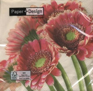 20 Servietten - 33 x 33 cm Fresh gerberas,  Blumen -  Sonstige,  Sommer,  lunchservietten,  Gerbera