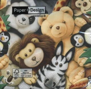 20 Servietten - 33 x 33 cm Plush animals,  Spielsachen - Stofftiere,  Tiere - Zebras,  Everyday,  lunchservietten,  Teddybär