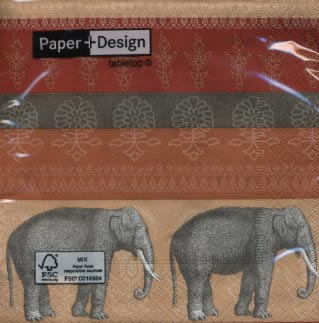 20 Servietten - 33 x 33 cm Elephant parade,  Tiere - Elefanten,  Regionen - Länder,  Regionen - Asien,  Everyday,  lunchservietten,  Indien