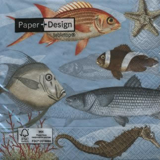 20 Servietten - 33 x 33 cm Sea fish,  Tiere - Fische,  Everyday,  lunchservietten,  Seepferdchen