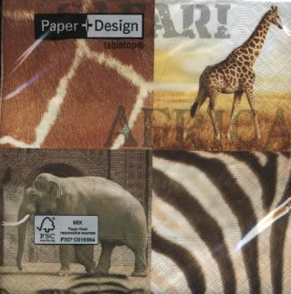 20 Servietten - 33 x 33 cm African safari,  Tiere - Elefanten,  Tiere - Zebras,  Regionen - Afrika,  Everyday,  lunchservietten