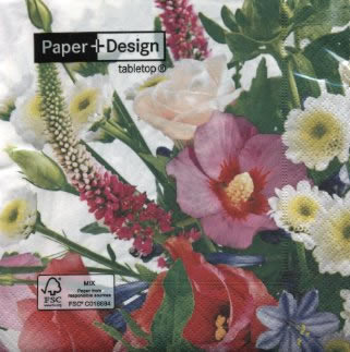 20 Servietten - 33 x 33 cm Summer garden,  Blumen - Rosen,  Blumen -  Sonstige,  Sommer,  lunchservietten,  Hibiskus