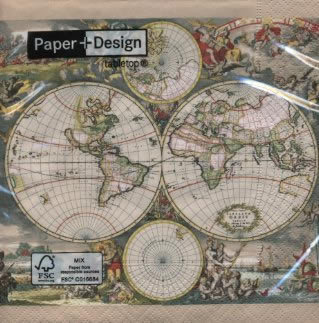 20 Servietten - 33 x 33 cm World map,  Regionen - Asien,  Regionen - Afrika,  Regionen,  Everyday,  lunchservietten,  Weltkarte,  Weltkugel